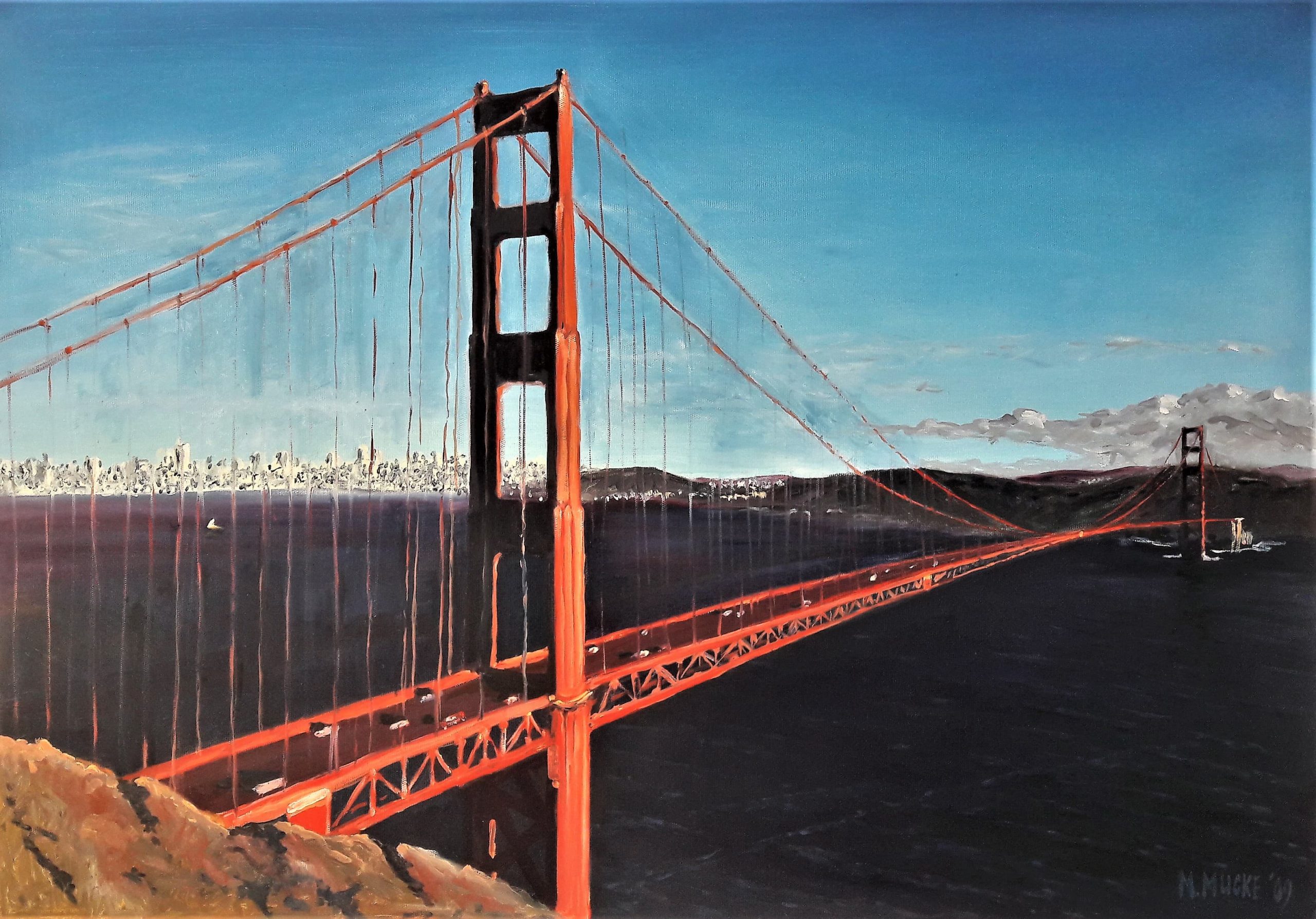 Peinture à l'huile du pont du Golden Gate par Matthias Mucke