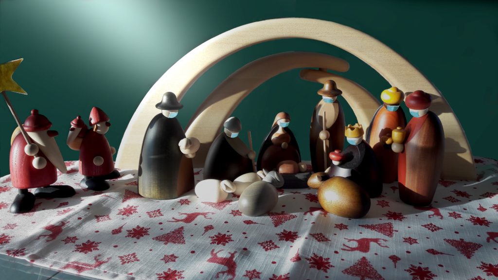 Crèche de Noël avec cône lumineux